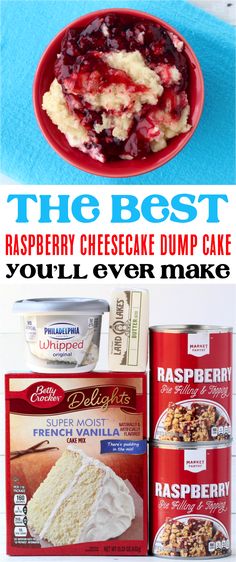 the best raspberry cheesecake dump cake you'll ever make is in a can