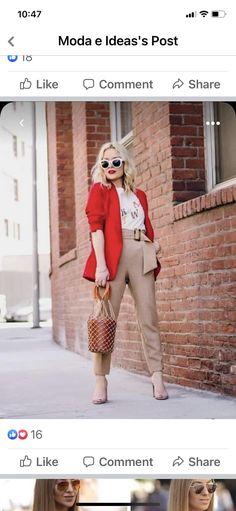 Red Jacket Outfit, Red Outfits For Women, Mode Ab 50, Tan Pants