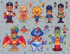 pixel art with many different characters and colors