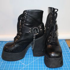 Chained Platform Ankle Boots Boot Platforms, Platform Heel Boots, Goth Platforms, Dolls Kill Shoes, Platform Heels Boots, Platform Ankle Boots, Platform Heel, Heel Boots, Dolls Kill