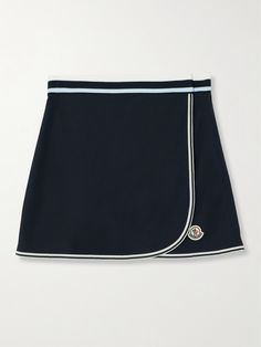 Moncler's mini skirt has an undeniably retro feel. Made from cotton-piqué, it's appliquéd with the label's logo and traced with white stripes that nod to vintage tennis styles. Wear yours with a polo shirt or tank. Dm Inspiration, Anarchy Symbol, Mini Tennis Skirt, Designer Hair Accessories, Mini Wrap Skirt, Tennis Shirt, Moncler Women, Vintage Tennis, Eyewear Shop