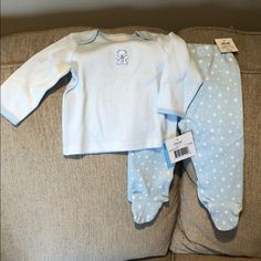 Nwt! Blue Long Sleeve With Footed Pants, Adorable Teddy Bear And Star Accents, Too Cute! Blue Playful Playwear Pants, Playful Blue Pants For Playwear, Cute Blue Cotton Pants, Blue Cotton Sets With Long Pants, Blue Bottoms For Playtime In Spring, Girls Holiday Party, Sweats Outfit, Nightgown Sets, Headband Outfit