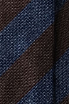 Silk Grenadine Jacquard Blockstripe / Brown Blue - Brunati Como Unstructured Jacket, Luxury Ties, Royal Blue And Gold, Stripe Silk, Modern Gentleman, The 20th Century, Lake Como, Luxury Accessories, Brown Gold