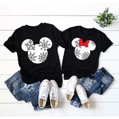 Disney Christmas Snowflake Minnie And Mickey Family Matching T Shirt Mickey Christmas Shirts, Family Disney Shirts Christmas, Disney Christmas Decorations, Disney Christmas Shirts, Etsy Decor, Minnie And Mickey, Disney Inspired Fashion, Disney Family Vacation, Disney Bound Outfits