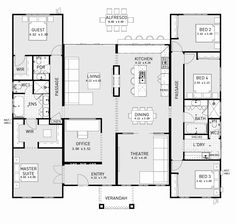 the floor plan for an apartment with three bedroom and two bathroom areas, including one living room