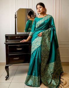 Type: Saree Saree Color: Rama Green Blouse Color: Rama Green Saree Length: 6.2 Mtrs Blouse Length: 0.80 Mtr Fabric: Handloom Silk Work: Weaving  Care Instruction: Hand Wash Product Code: 53181 Green Saree, Green Blouse, Raw Silk, Silk Sarees