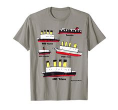 a gray t - shirt with different types of ships on it