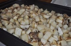 the food is prepared and ready to be cooked in the oven for dinner or dessert