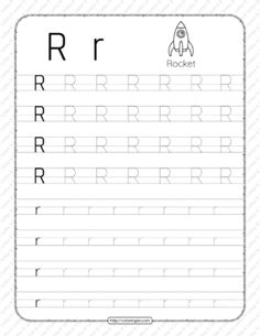 the letter r worksheet for handwriting with rocket and letters to write on it