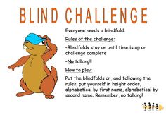 a cartoon bear with a blue hat on it's head and the words blind challenge