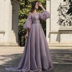 ad eBay - Evening Dresses Princess Stain A-Line Strapless Sweep Train Prom Party Dresses - Buy Now, click the link (eBay) Purple Formal Dress, Princess Evening Dress, Puff Sleeve Gown, Dresses Princess, Simple Prom Dress, Modest Bridesmaid Dresses, Prom Dresses Modest, Fantasy Gowns, Satin Prom Dress