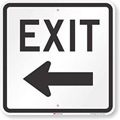 an exit sign with an arrow pointing to the left