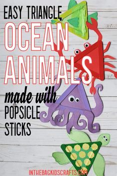 easy triangle ocean animals made with popsicle sticks for kids to make from construction paper