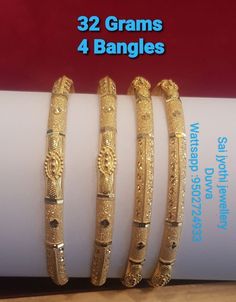 Sanna Bangles Gold Models Latest, Gold Bangles With Weight And Price, Dailywear Bangles Gold, Latest Gold Bangles For Women, Beaded Wedding Jewelry, Unique Gold Jewelry Designs