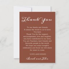 a thank card with the words, love and kisses written in white ink on an orange background