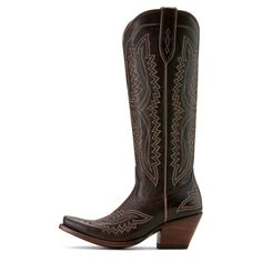 Gorgeous stitching, premium leather, and the knee height make our best-selling Casanova boot a showstopper wherever it goes. With the comfort you need for long nights boogying at country concerts and twirling on the dance floor, it'll turn heads whether you've paired it with cutoffs or your favorite summer dress. Casanova Western Boot | Product Features : 0 : ATS® technology provides ergonomic support on uneven terrain, 1 : Vegetable-tanned leather sole, 2 : Resoleable Goodyear leather welt cons The Casanova, Ariat Boots, Western Dress, Chocolate Leather, Country Concerts, On The Dance Floor, Western Boot, Western Dresses, The Dance