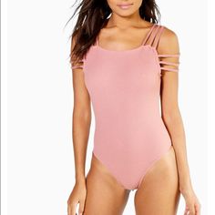 Mauve/Rose Ribbed Strappy Bodysuits. Price Is Firm. Fitted Strappy Bodysuit For Spring, Womens Tops, Size 6, Cream, Pink, Women Shopping, Color