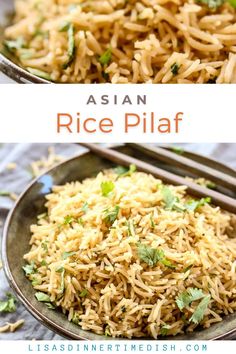 This Asian Rice Pilaf brings rice to a new level with its wonderfully savory flavor. It’s a perfect side dish to pair with grilled meats or fish. Rice Dishes With Fish, Asian Rice Recipes, Asian Sides, Asian Cuisine Recipes, Rice Diet, Rice Side Dish Recipes, Asian Rice, Healthy Rice, Comfort Casseroles