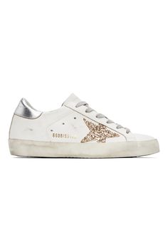 Golden Goose: SSENSE Exclusive White & Silver Super-Star Classic Sneakers | SSENSE Girly Fits, Golden Goose Sneakers, Golden Goose Shoes, Cute Nikes, Golden Goose, Shoe Inspo, Fashion Wishlist, Classic Sneakers, Jewelry Outfit