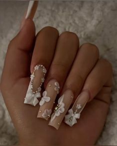 Quince Nails, Quinceanera Nails, White Acrylic Nails, Her Nails, Hair Done, Acrylic Nails Coffin Pink, Nails Done