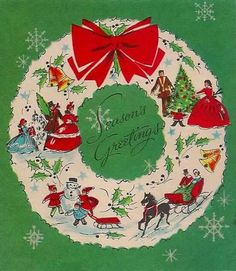 an old fashioned christmas card with santa's sleighs