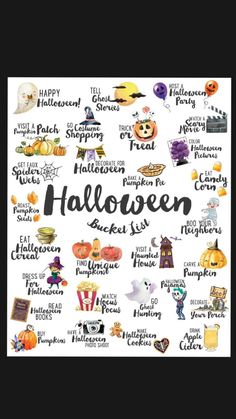 a cross stitch pattern with the words halloween written in different languages and pictures on it