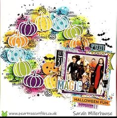 a collage of halloween pictures with pumpkins and words on the bottom right corner