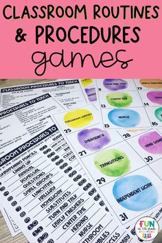 the classroom routine and procedure game with text overlay