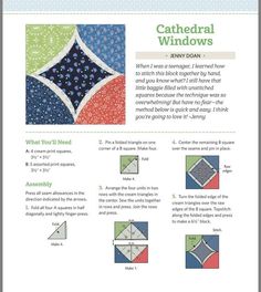 the instructions for how to make an origami cath - o - window quilt