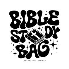 the bible story box logo is shown in black and white, with stars around it