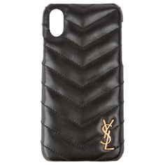 Saint Laurent Black Quilted Leather iPhone Xs with Gold Monogram Logo This Saint Laurent iPhone case features black quilted calf leather and the famous gold-tone monogram YSL "Cassandra" logo. Size: iPhone XS Material: Calf Leather Saint Laurent Iphone Case, Ysl Cassandra, Logo Monogramme, Gold Monogram, Black Quilt, Monogram Logo, Quilted Leather, Leather Glove, Calf Leather