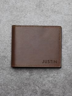 "Personalized with a name and a message of your choice, this wallet will be a perfect sentimental gift for your loved one. The message engraved on the inside could be up to 24 words and you can choose the style for the outside engraving according to your name. P R O D U C T ∙ I N F O * Material: Genuine cowhide leather * Dimensions: 4 3/8\" x 3 1/2\" x 5/8\" (11x9x1.5 cm) * Features: - 1 money slot - 5 card slots - 2 hidden slots H O W ∙ T O ∙ P E R S O N A L I Z E STEP 1: Choose the engraving o Bifold Wallet For Father's Day Gift, Bifold Wallet As Father's Day Gift, Father's Day Gift Bifold Wallet, Father's Day Bifold Wallet Gift, Personalized Leather Trifold Wallet Gift, Classic Trifold Wallet With Interior Card Slots For Gift, Classic Trifold Wallet With Card Slots As Gift, Classic Wallets With Interior Card Slots Gift, Brown Trifold Wallet With Card Slots As Gift