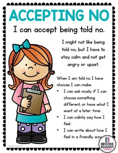 . Accepting No Social Story, Self Help Activities For Toddlers, Accepting No, Sel Kindergarten Activities, Accepting No Activities For Kids, Social Skills Worksheets, Uppfostra Barn, Social Skills Lessons, Radical Acceptance