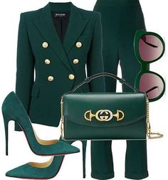 Green Fall Outfits For Women, Drinks After Work Outfit, Bosslady Outfits, Aqua Dress Outfit, Girlboss Outfits, Green Outfits For Women, Ootd Classy, Women Pants Outfit, Looks Kate Middleton