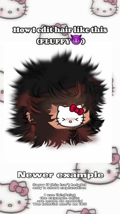 an image of hello kitty hair with the caption'how did he get this furry? '