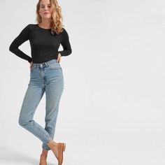 Women’s Pima Micro Rib Long-Sleeve Crew | Everlane Fitted Everlane Tops For Everyday, Everyday Fitted Everlane Tops, Everlane Tops For Everyday Fall Wear, Everlane Everyday Tops For Fall, Everlane Crew Neck Top For Spring, Everlane Fitted Long Sleeve Tops, Casual Fitted Everlane Tops, Everlane Fitted Casual Top, Kimono Design