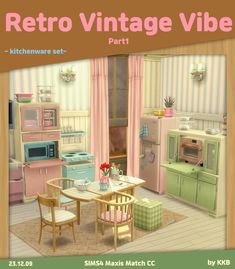 an old fashioned kitchen and dining room are featured in this retro style video game poster