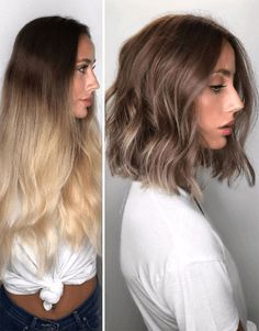 Hair-Transformations-Before-And-After-Oneshot-Hair-Awards-Behindthechair Blond Rose, Coffee Brown Hair, Hair Change, Blond Ombre, Brunette Balayage, Lob Haircut, Short Wavy Hair, Girl Haircuts