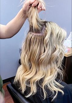 How I Install Hand-Tied Hair Extensions How To Hand Tie Hair Extensions, Hair Extensions Sew In, Hand Tied Extensions On Short Hair, How To Blend Extensions With Short Hair, Short Hair With Extensions Blending, One Row Hand Tied Extensions, 16 Inch Hair Extensions Before And After, Weft Hair Extensions Before And After, Hand Tied Extensions Before And After