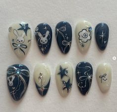 Navy Blue Nails Acrylic, Nice Hands, Chrome Nail Designs, Trendy Things, How To Have Style, Dark Blue Nails, Angel Nails, Fake Nails Designs