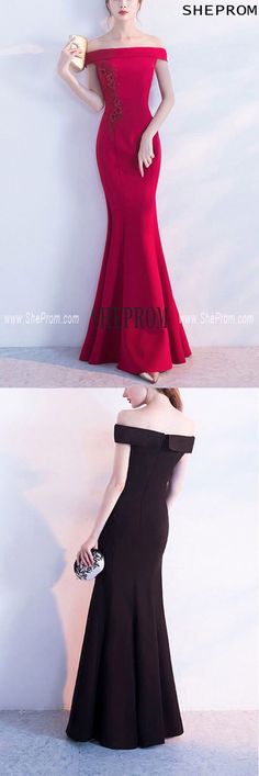 Buy Simple Long Black Slim Evening Dress With Side Split id#S1767 at SheProm. SheProm.com is an online store with thousands of formal dresses. Shop 100% authentic prom dresses with free standard shipping. Formal Dress Off Shoulder, Black Formal Dress, Dress Off Shoulder, Black Dress Formal, Black Formal, Side Split