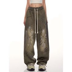 Graffiti Print Dance Cargo Pants  Material: 100%Cotton  Size: M, L, XL, 2XL Color: Brown, Army Green Waist Type: Mid-High Waist  Season: Spring, Fall, Winter   Occasion: Leisure, Outdoor, Daily, Vacation, Fall Outfits Fall Outfits Pinterest, Dj Techno, Graffiti Prints, Earthy Tones, Army Green, Cargo Pants, Season Spring, Womens Bottoms, Fall Outfits