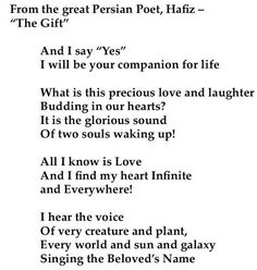 a poem written in black and white with the words from the great persian pott hafiz