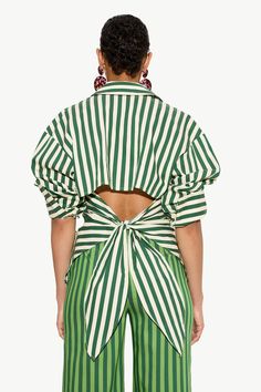 Simon Miller | Shop All Green Top Outfit Ideas, Adjustable Dress, Tie Dress, New Arrival Dress, Green Stripes, Piece Dress, Cotton Poplin, Diy Fashion