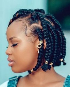 Bob Hairstyles Braids, Knotless Bob, Hairband Hairstyle, Braided Mohawk Hairstyles, Hair Yarn, Bob Braids Hairstyles, Short Box Braids Hairstyles, Natural Hair Stylists, Big Box Braids Hairstyles