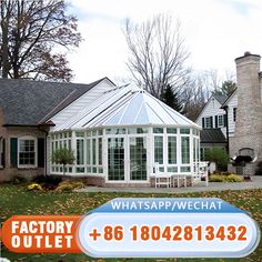 an advertisement for a glass house with the words whatsappwechat on it