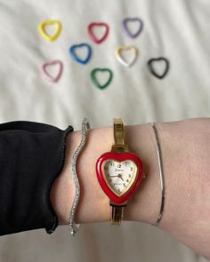 heart watch Bezel Watch, Aesthetic Accessories, Heart Watch, Classy Jewelry, Funky Jewelry, Jewelry Lookbook, Stacked Jewelry, Wishing Well, Bling Rings