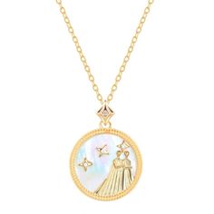 THIS ITEM SHIPS SAME OR NEXT-DAY 📦✈ Mother of pearl pendant displays astrological zodiac signs with zircon diamond details 22K gold-plate over 925 silver (vermeil) 18" link chain strung on zircon diamond accented bail All 12 star signs available Gold Celestial Necklace With Cubic Zirconia, Silver Gold Plated Zodiac Sign Necklaces, Zodiac Sign Pendant Necklace For Anniversary, Celestial Gold Jewelry With Pearl Pendant, Gold Zodiac Sign Necklace, Gold Zodiac Celestial Necklace, Gold Celestial Zodiac Necklace, Gold Zodiac Sign Celestial Necklace, Star Signs Aquarius