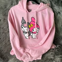 Kuromi Hoodie, Kuromi Clothes, Sanrio Pink, Kitty Clothes, Kitty Accessories, My Melody Kuromi, Hello Kitty Accessories, Home Pink, Cute Sweatshirts