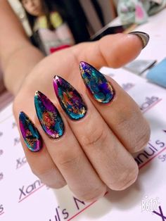 Chrome Nail Art Designs Ideas, Colorful Nail Art, Colorful Nail, Beauty Nails Design, Glamorous Nails, Funky Nails, Chic Nails, Dope Nails